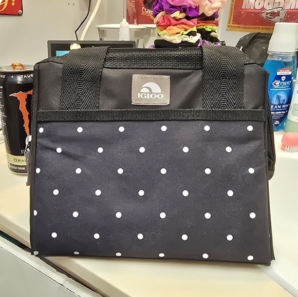 Igloo Black and White Polka Dot Insulated Lunch Bag - Picture 1 of 8